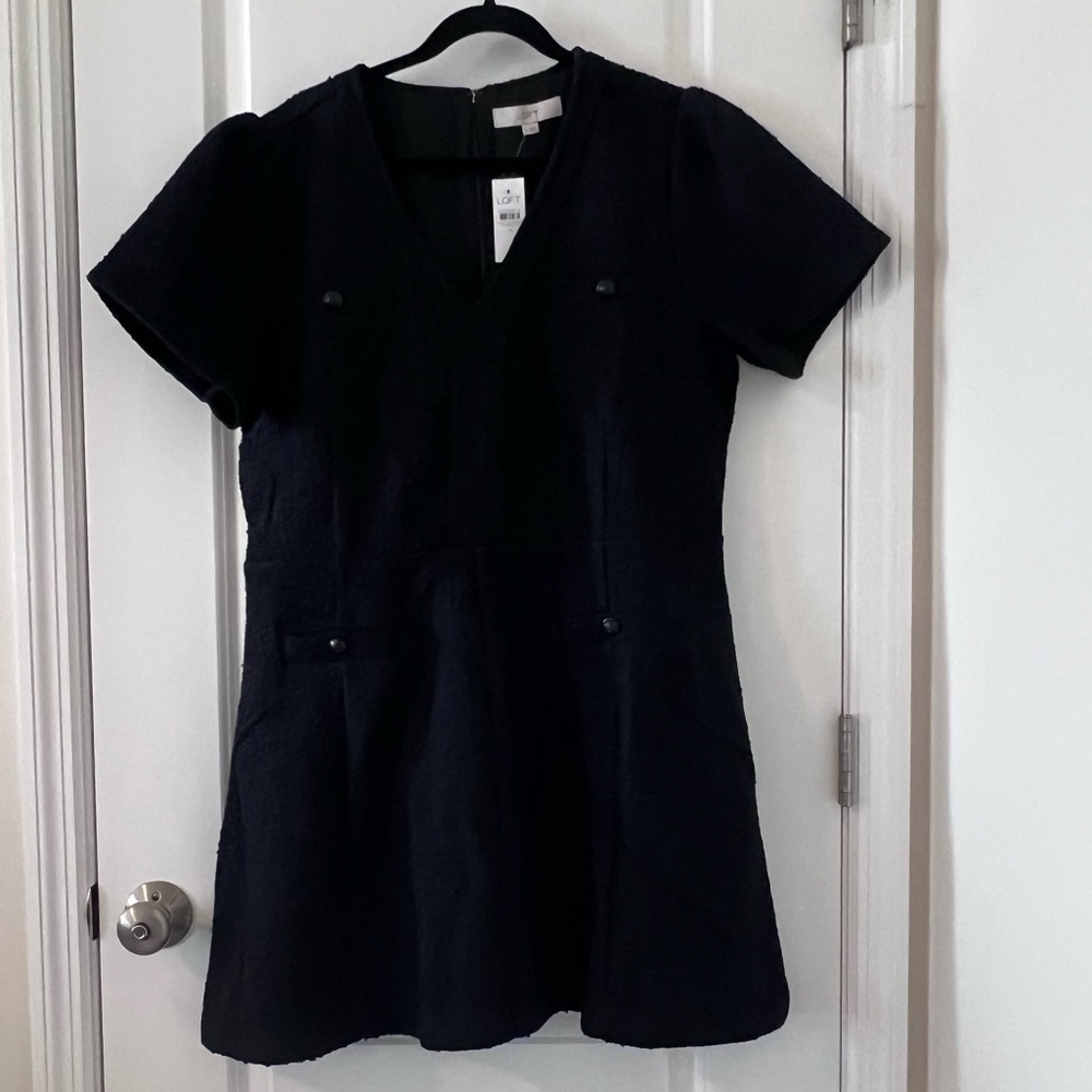 LOFT Tweed Mini Flare Pocket Dress